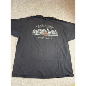 Vintage 90s Harley Davidson Lake Shore T Shirt Mens 2XL Black Libertyville IL